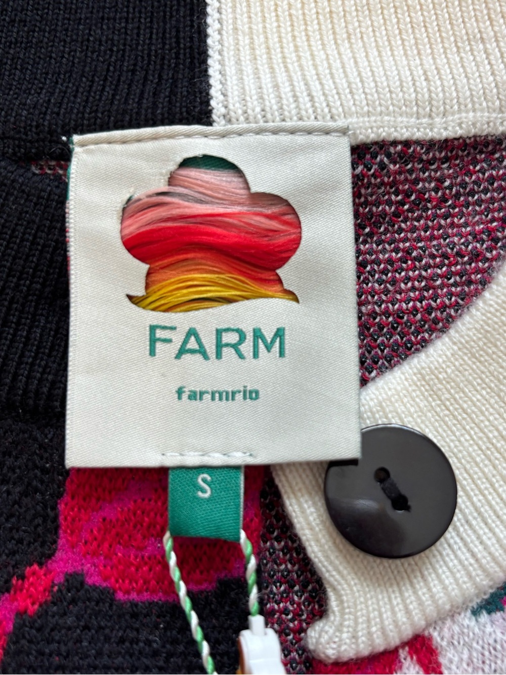 FARM Rio Winter Garden Mixed Knit Cardigan in Marcelle Black Size S. NWT - Picture 9 of 15